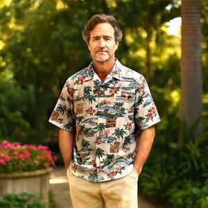 Limited Reyn Spooner White Hawaiian Graphic Button Up Shirt Top  Mens Size Large